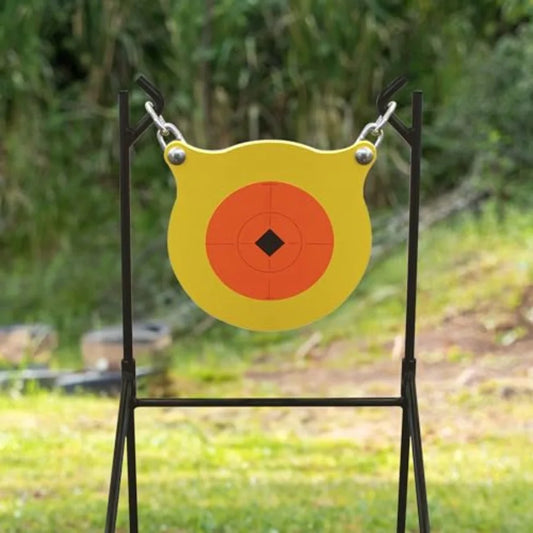 World of Targets Boomslang AR500 Steel Durable 0.5" Thick 9.5" Diameter Shooting Gong Target with Stand & Hanging Hardware