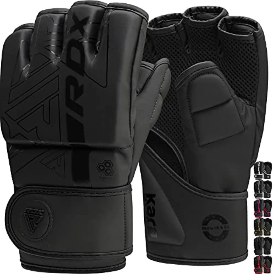 MMA Gloves Grappling Sparring, Pre-Curved Mixed Martial Arts Mitts Men Women Boxing Gloves, Maya Hide Leather Kara Cage Fightin