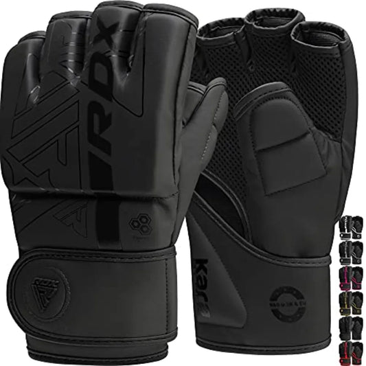 MMA Gloves Grappling Sparring, Pre-Curved Mixed Martial Arts Mitts Men Women Boxing Gloves, Maya Hide Leather Kara Cage Fightin