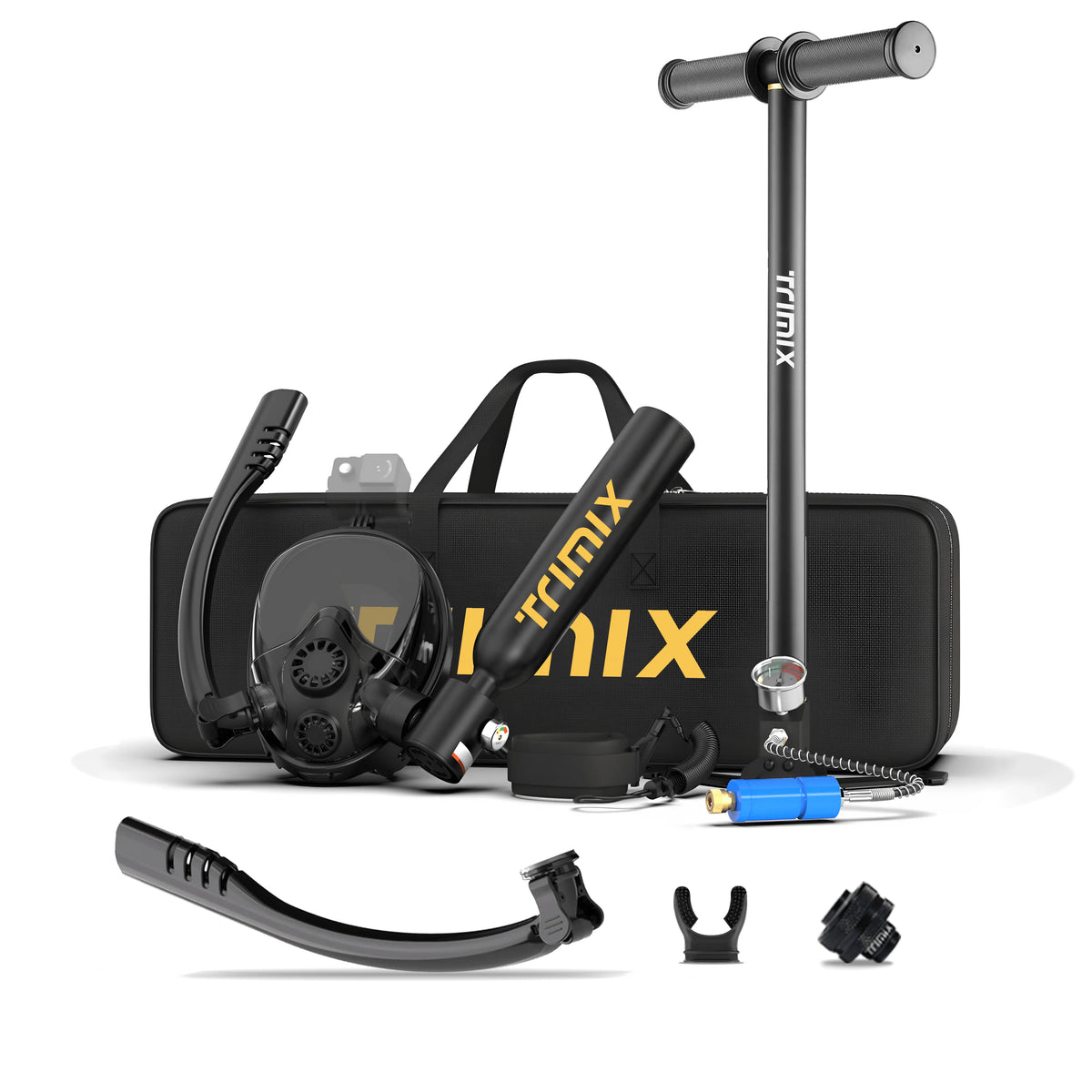 TRIMIX US 24H Fast Shipping Mini Scuba Lung Tank 0.5L With Snorkeling Mask and 3-Level Hand Pump 10 Minutes Underwater Breathe