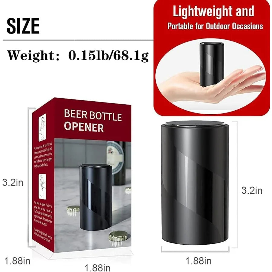 2 PACK Push Down-Pop Off Beer Bottle Opener with Magnetic Cap Catcher No Damage to CapsAutomatic Decapitator Beer/Soda Magnet B