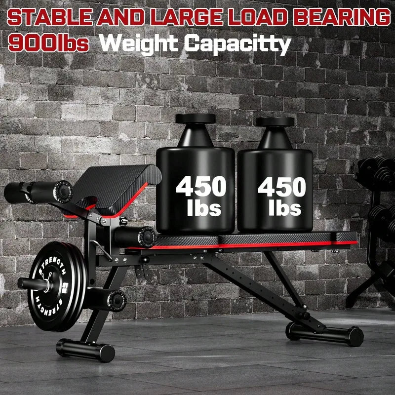 Large Fitness Equipment Built-In Transportation Wheel 10 Positions Adjustable Weight Bench