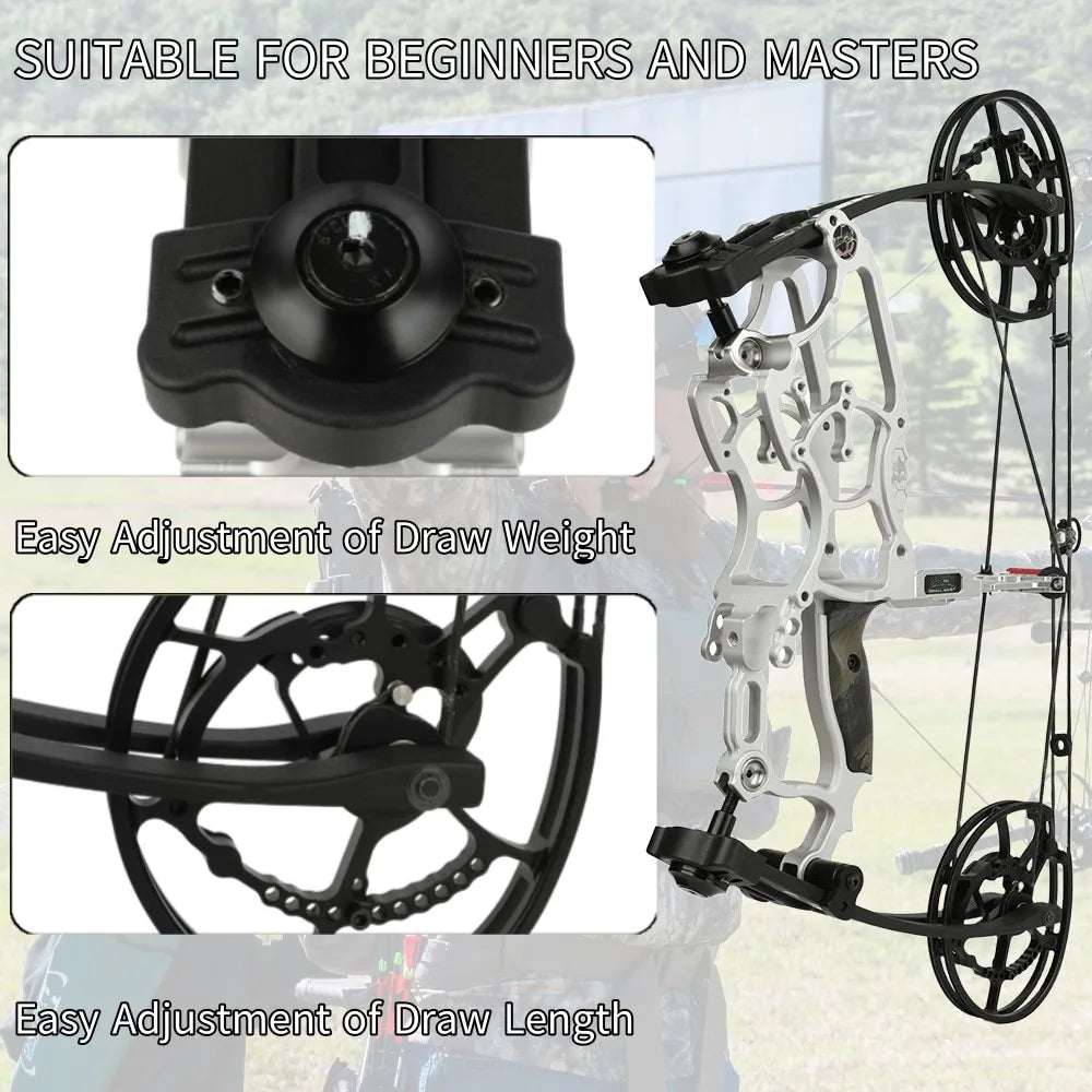 Dual-Use Compound Bow High-Performance Steel Ball & Arrow Kit 30-70LBS Adjustable 80% Let-off 340FPS Right/Left Hand Outdoor Hunting Shooting Target Archery Accessories