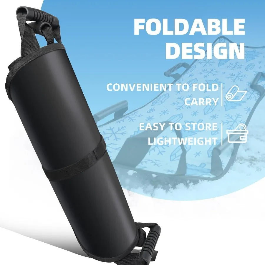 45 x 18 Foldable Snow Sled for Adults Winter Snow Sled with Handles for Steering Portable Winter Sled for Snow Riding Toboggani
