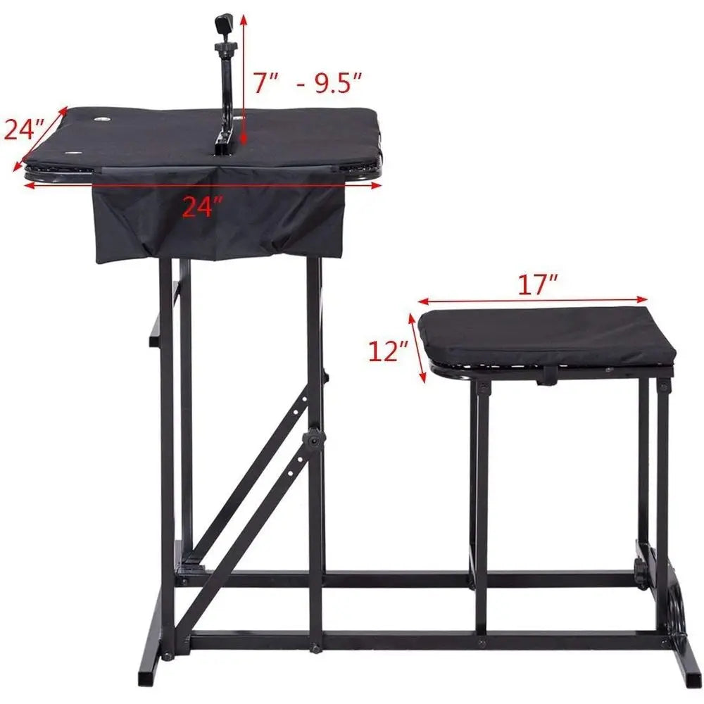 Portable Adjustable Shooting Bench with Padded Seat, Gun Rest, and Ammo Pockets for Outdoor Hunting and Shooting