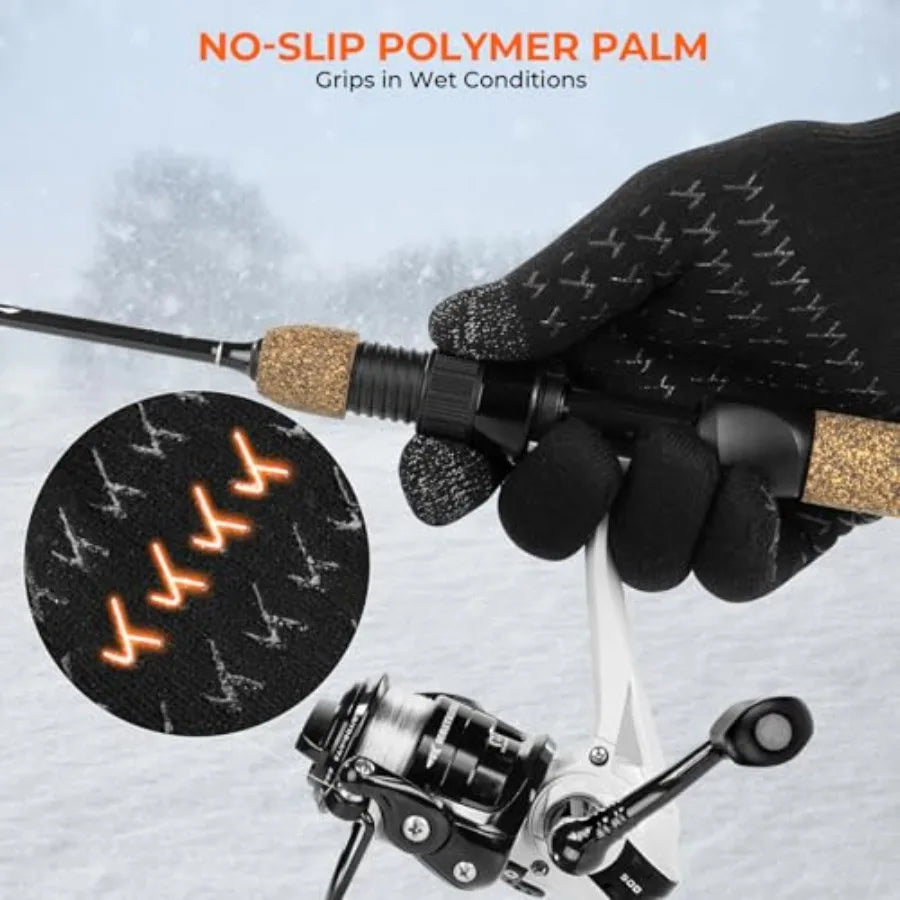 HydroFlex Waterproof Fishing Gloves Touchscreen Compatible Non-Slip Palm 4-Way Stretch Extended Cuff for Winter and Ice Fishing