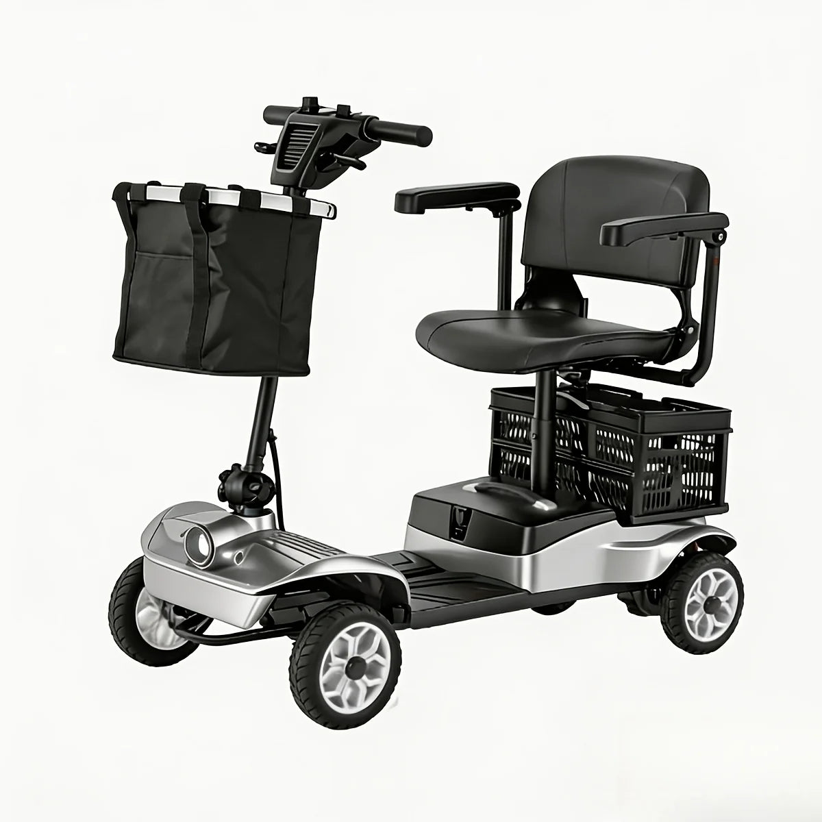 Senior Electric Mobility Scooter, Ergonomic Handle, Electromagnetic Brake, LED Light, Shopping Basket, 120kg Load, Safe Travel