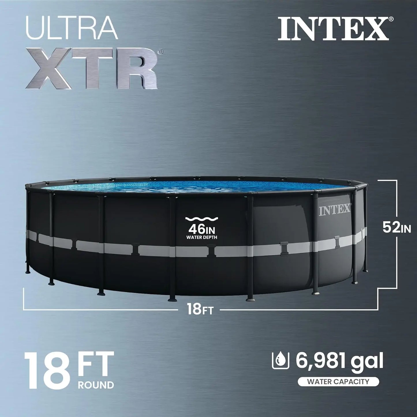 26329EH Ultra XTR 18ft x 52in Above Ground Swimming Pool Set with Sand Filter Pump and Cleaning Maintenance Kit, Custom