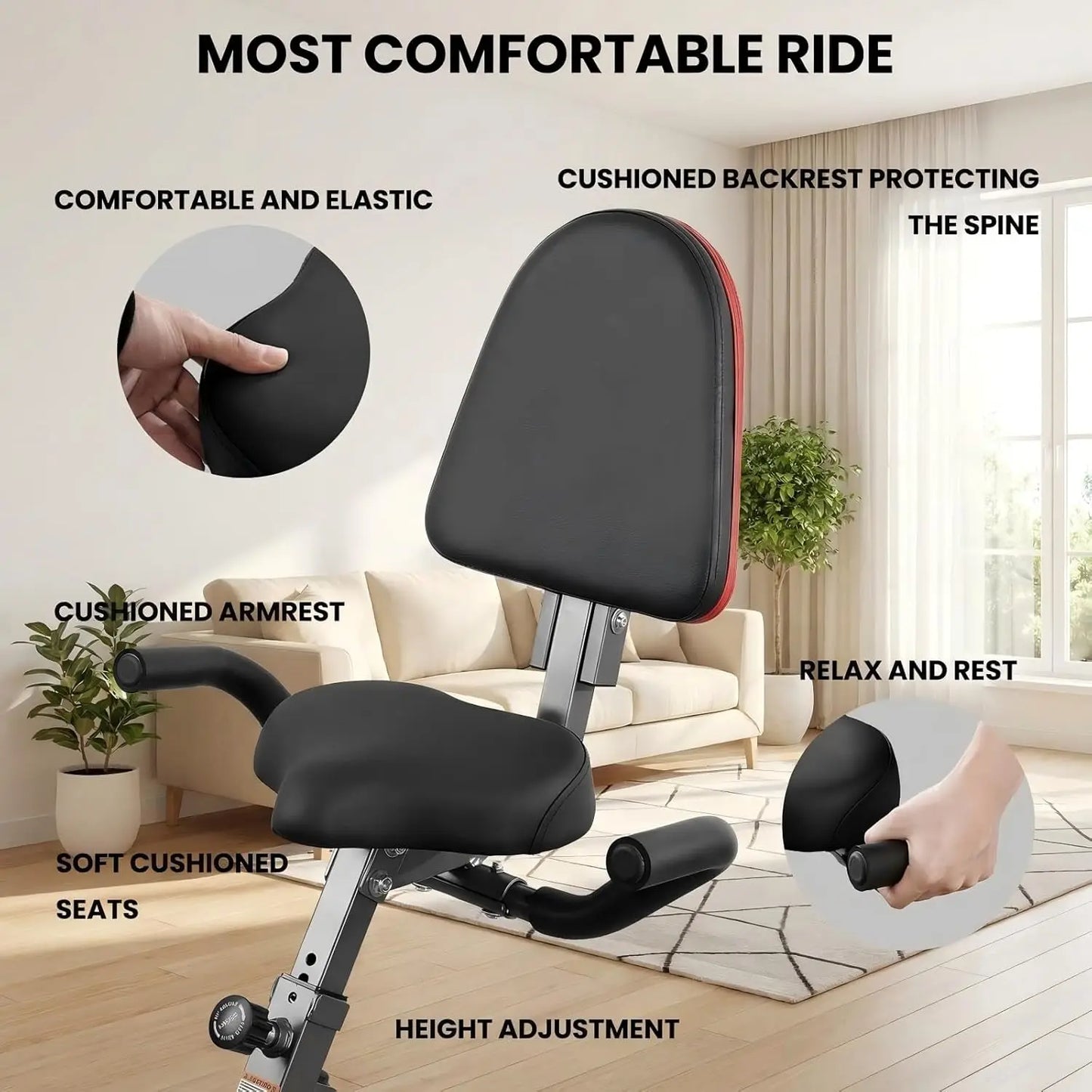 4-in-1 Foldable Exercise Bike with Magnetic Resistance, LCD Monitor, and Arm Bands for Home Workouts