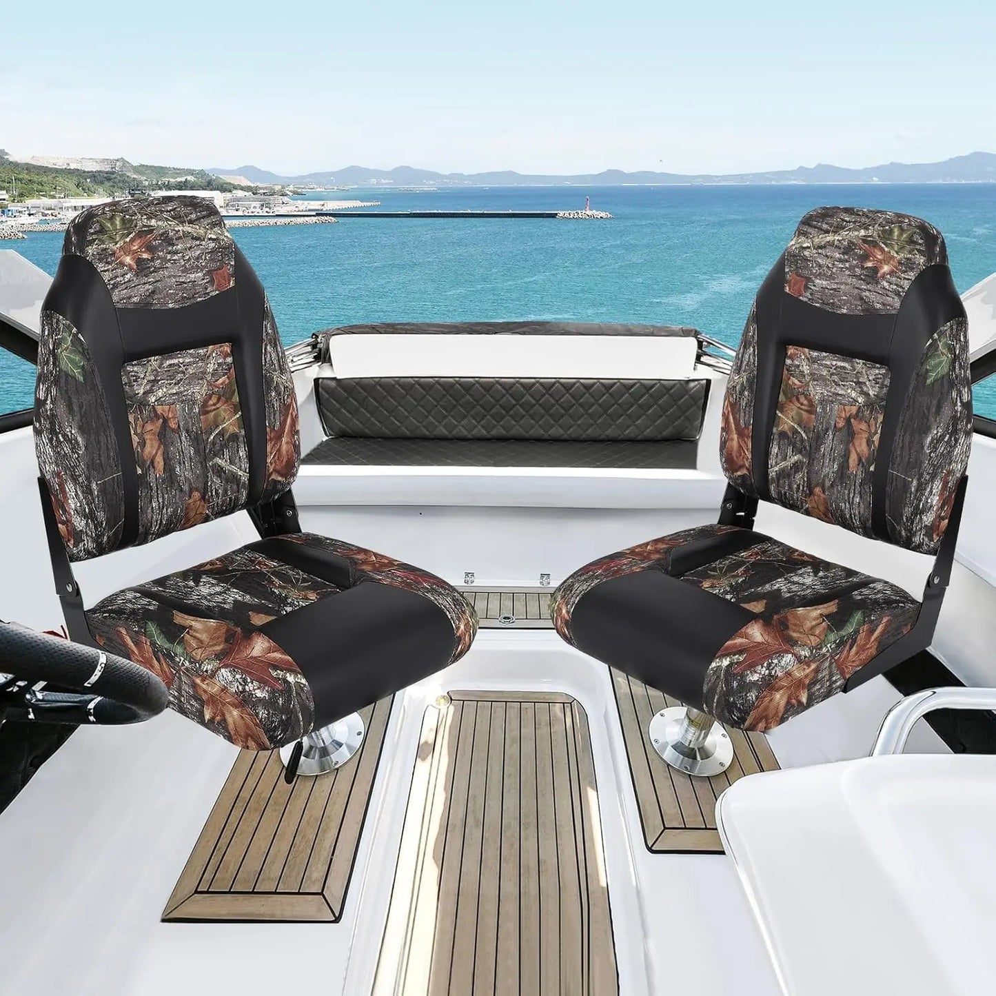 2 Pack High Back Folding Boat Seats,Thickened Sponge Padding, Waterproof, Folding Marine Chairs for Fishing, Canoe, Speedboat