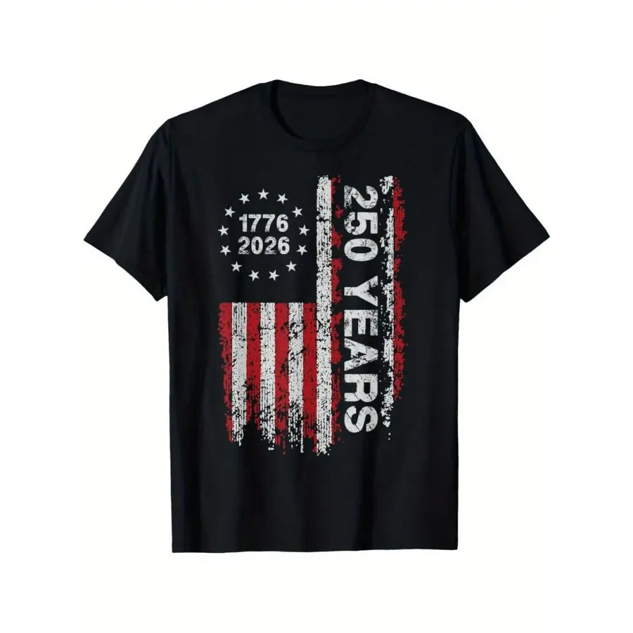 【New Arrival】1776-2026 250 Years American Flag T-Shirt USA 250th Anniversary Independence Day Casual Cotton Short Sleeve Tee Unisex Crew Neck Top