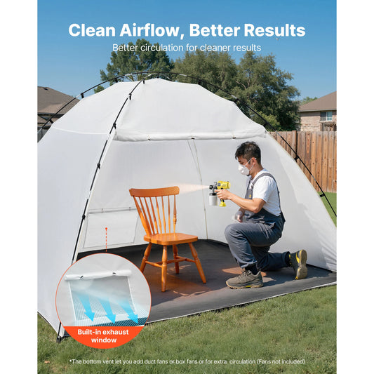 SucceBuy Portable Paint Booth Tent Painting Tent Station Spray Shelter w Built-in Floor Large Space Oxford Spray Painting Tents