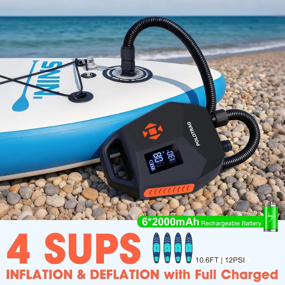 20PSI Rechargeable SUP Pump, 12000mAh Electric Paddle Board Air Pump with Auto-Off, Portable Inflator for Kayak, Air Mattress