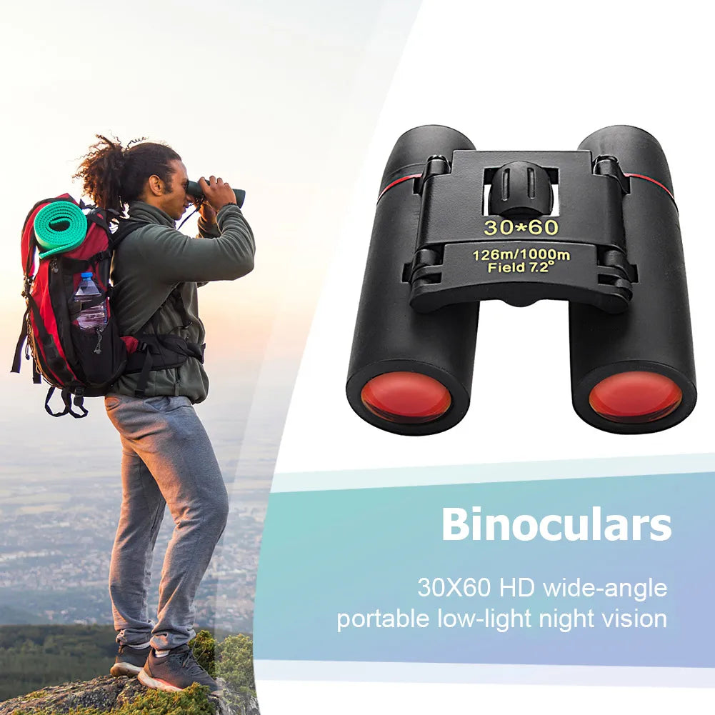 30x60 HD Binoculars Mini Portable Outdoor Sports Hunting Night Vision Telescope Bird Watching Sightseeing Binocular
