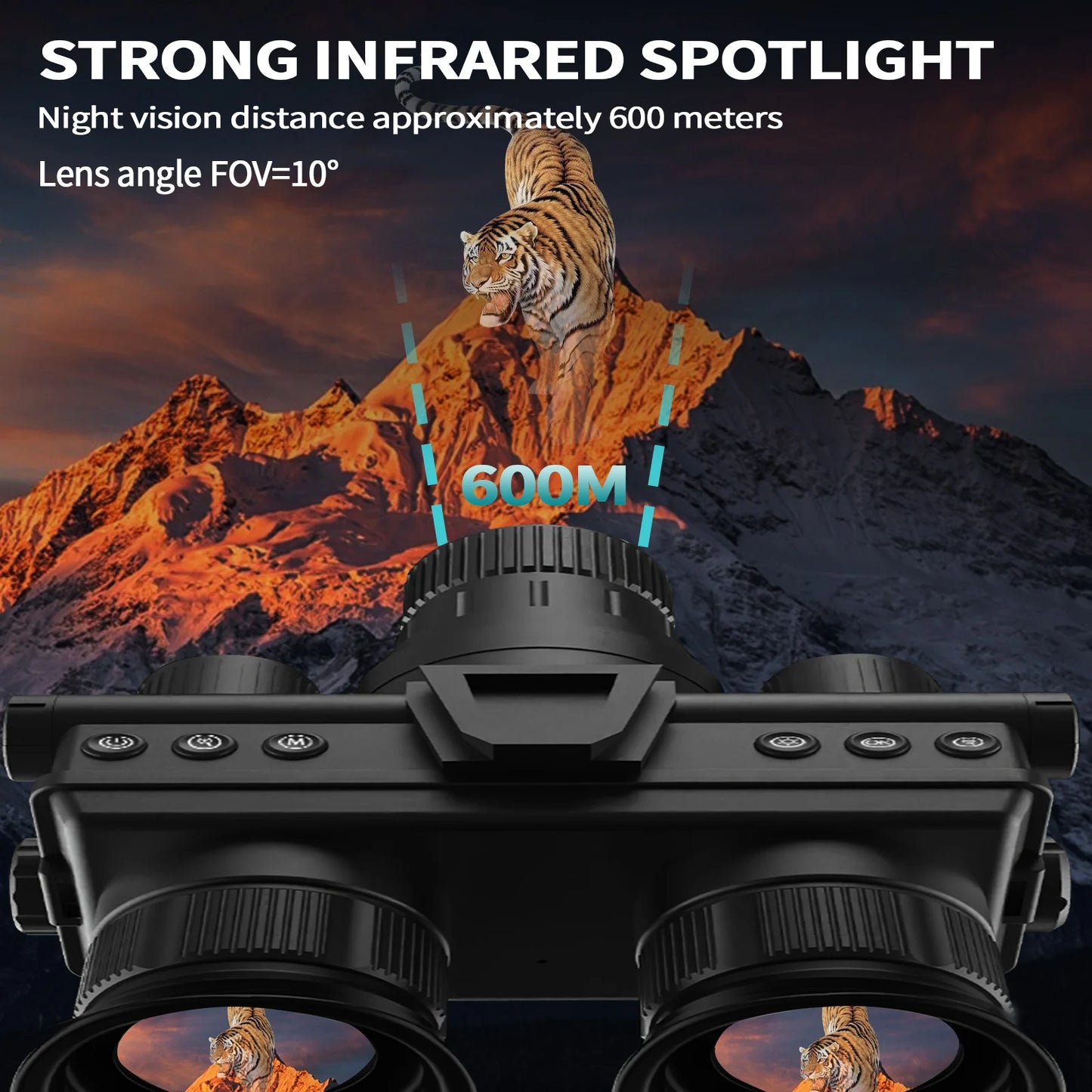 Night Vision Device Binocular Single Tube With Tactical Light Supports Head-Mounted Infrared 4k Uhd 48mp Head Mounted Tactical Telescope Goggles, 8x Zoom,600m Infrared Night Vision Binoculars Hunting Trail Camera