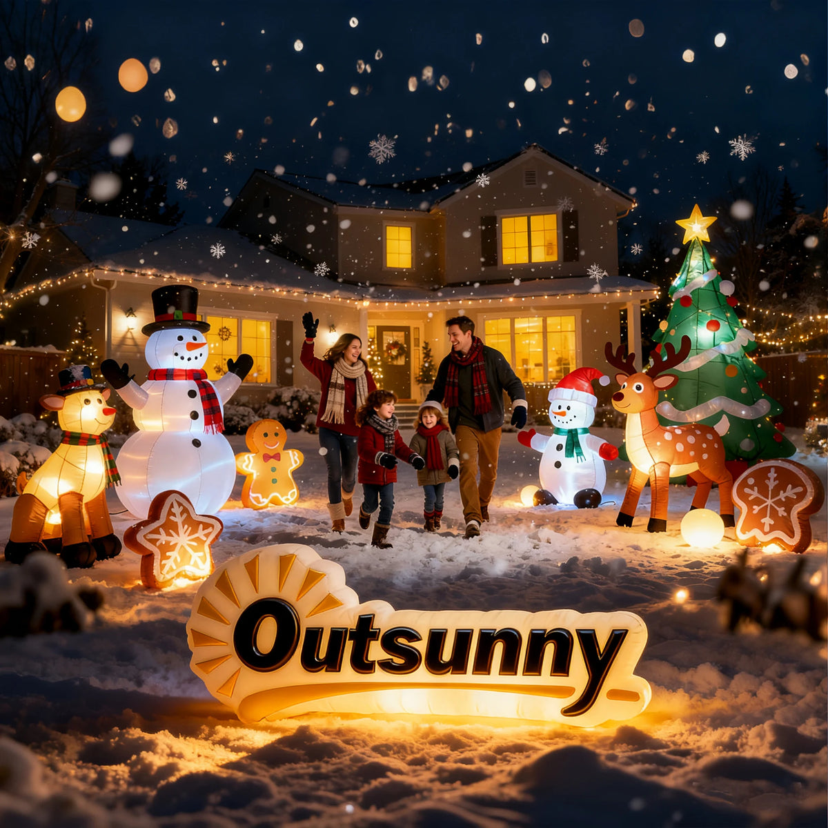 Outsunny 7FT Hanging Christmas Inflatable Santa with Dog, Christmas Blow Up Decoration with Built-in LED Lights for Garden, Indoor Outdoor Home Decor