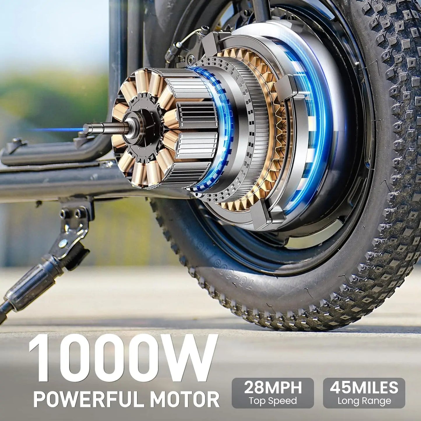 F7 Electric Scooter Adults, 1000W Powerful Motor, 28 MPH Top Speed & 45 Miles Range, 16'' Fat Tire Scooter for, Customized