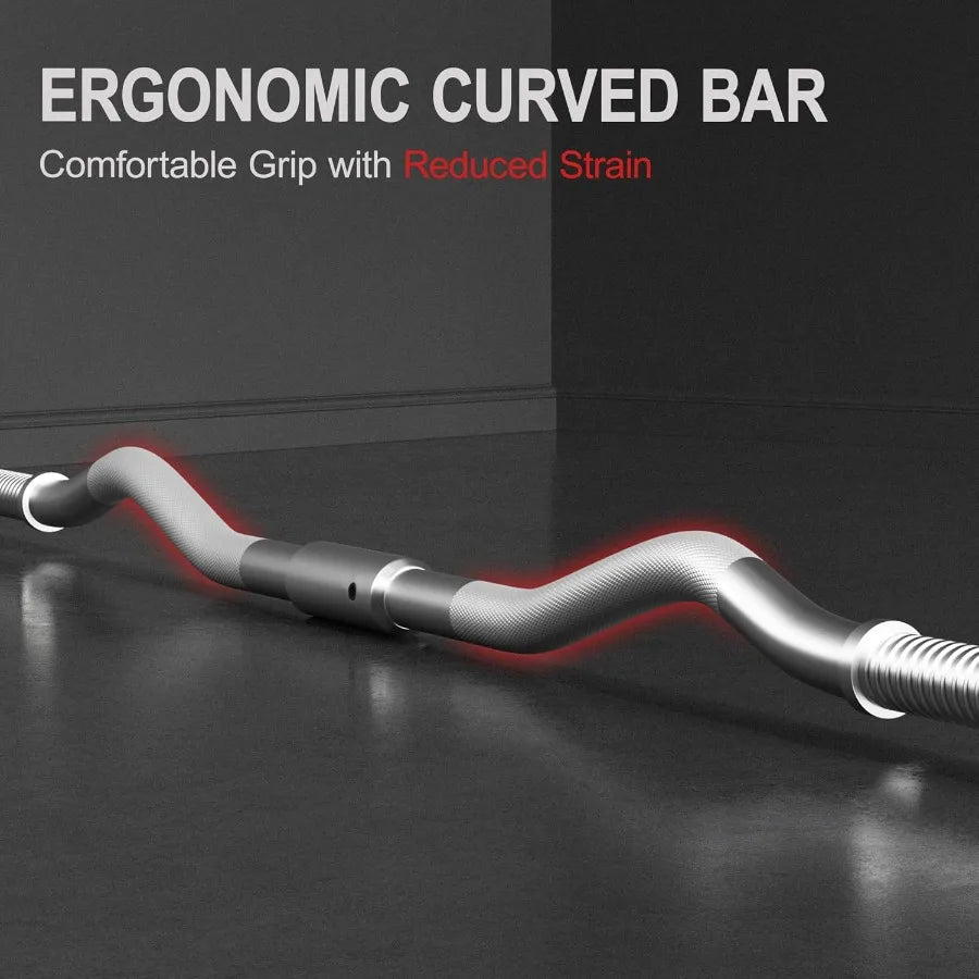 Curl Bar with Weights Adjustable W-Shaped Barbell Home Gym Set