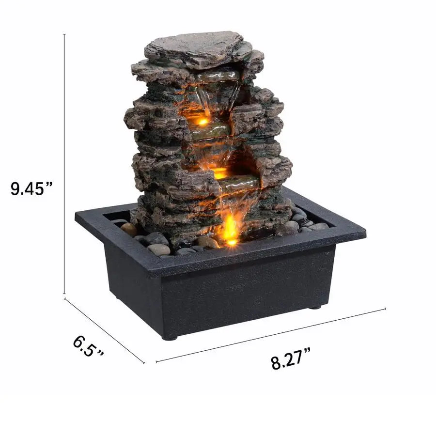 Water Fountain, Home Decor Soothing Sound Machine with Automatic Pump, Deep Basin and Natural River Rocks. Indoor Zen Relaxation