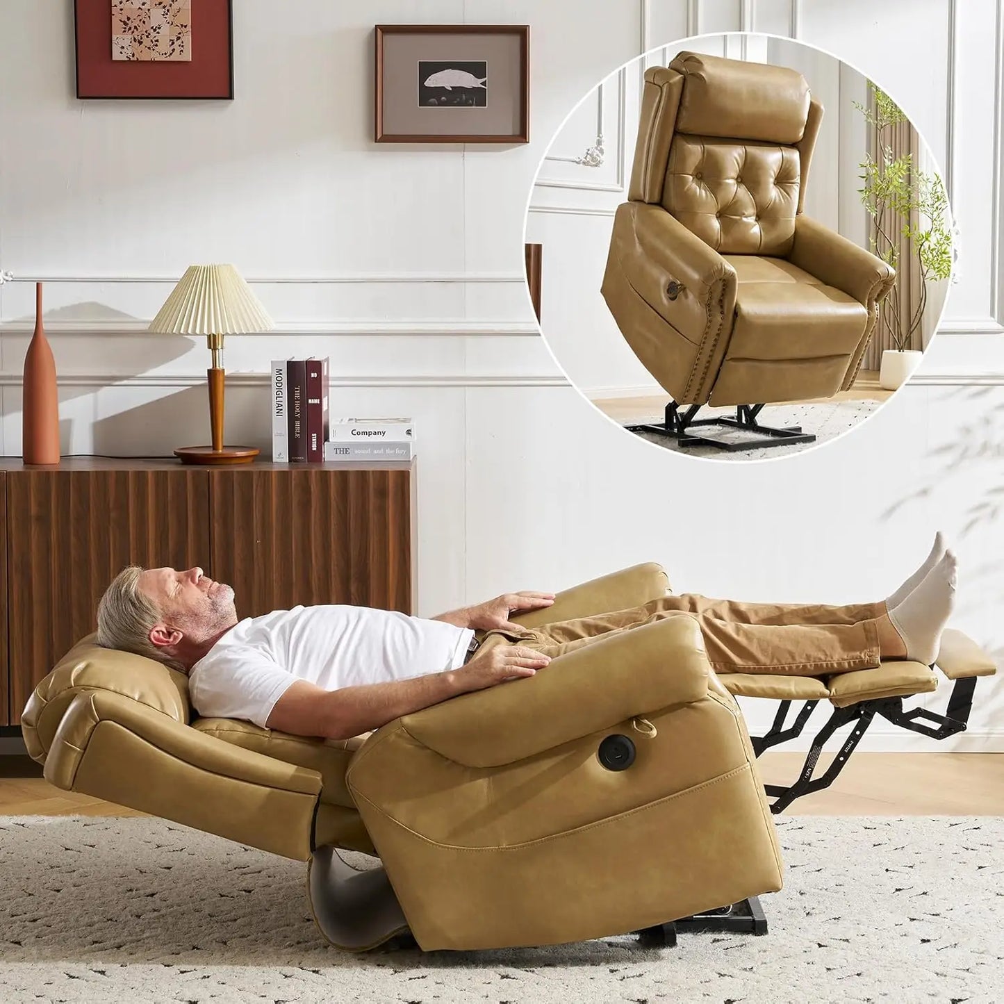 Power Lift Recliner Chair for Elderly with Adjustable Headrest,Electric Lift Chair with Massage and Heat, Lay Flat, Customized