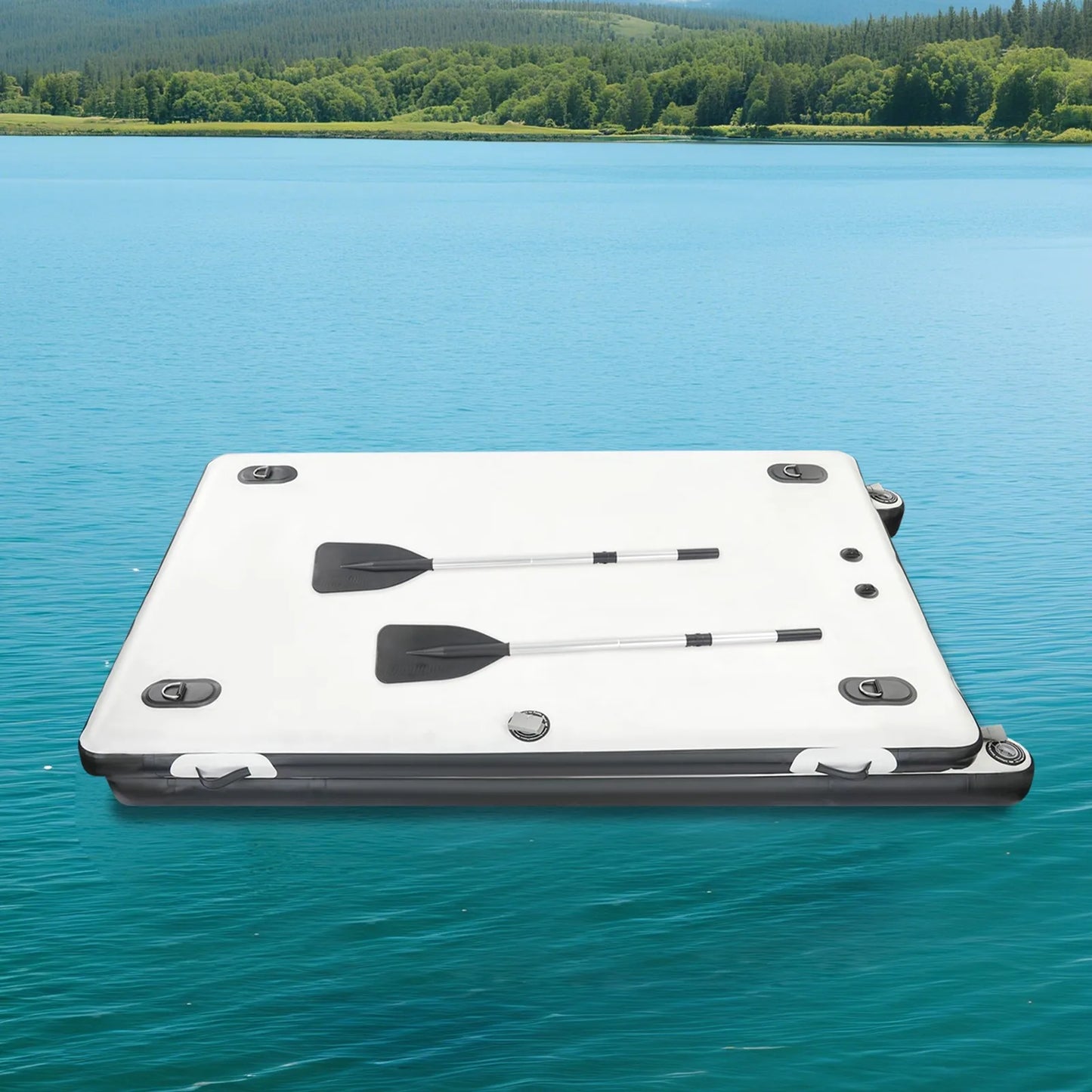 Portable Fishing Boat Multi Person Inflatable Swimming Dock With 8.2 Foot Platform For Stable And Safe Water Activities