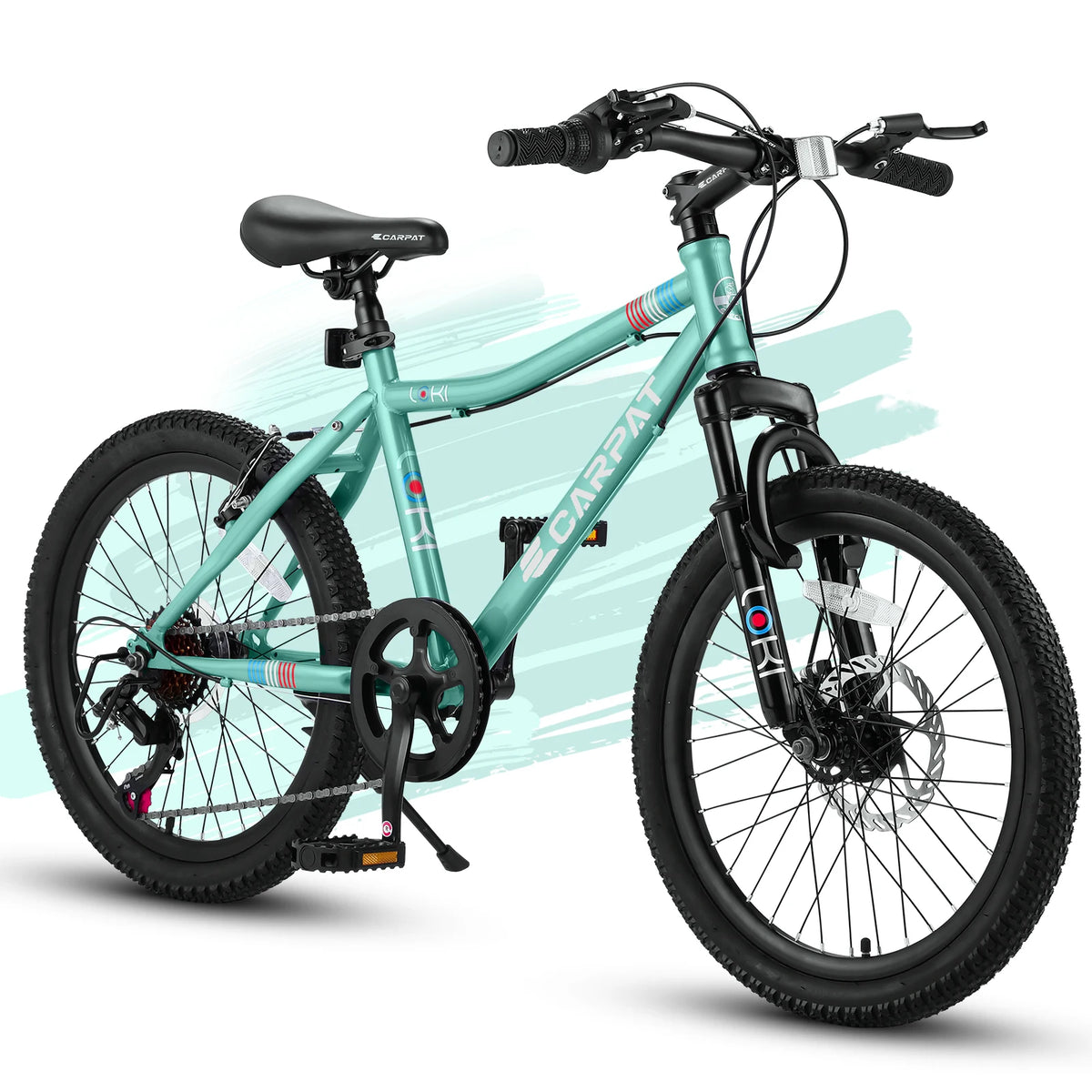 20 Inch Kids' Mountain Bike Ages 5-10, 7-Speed Children's Day Gifts Bicycles for Boys Girls Present, Outdoor Cycling City Bikes