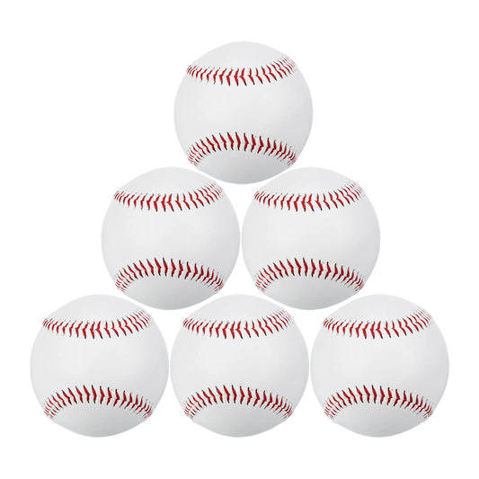 9 Inch Baseball Hard Baseballs Bulk Standard Size Adult Leather Practice Training Baseball Unmarked Baseballs for Pitching 6pcs