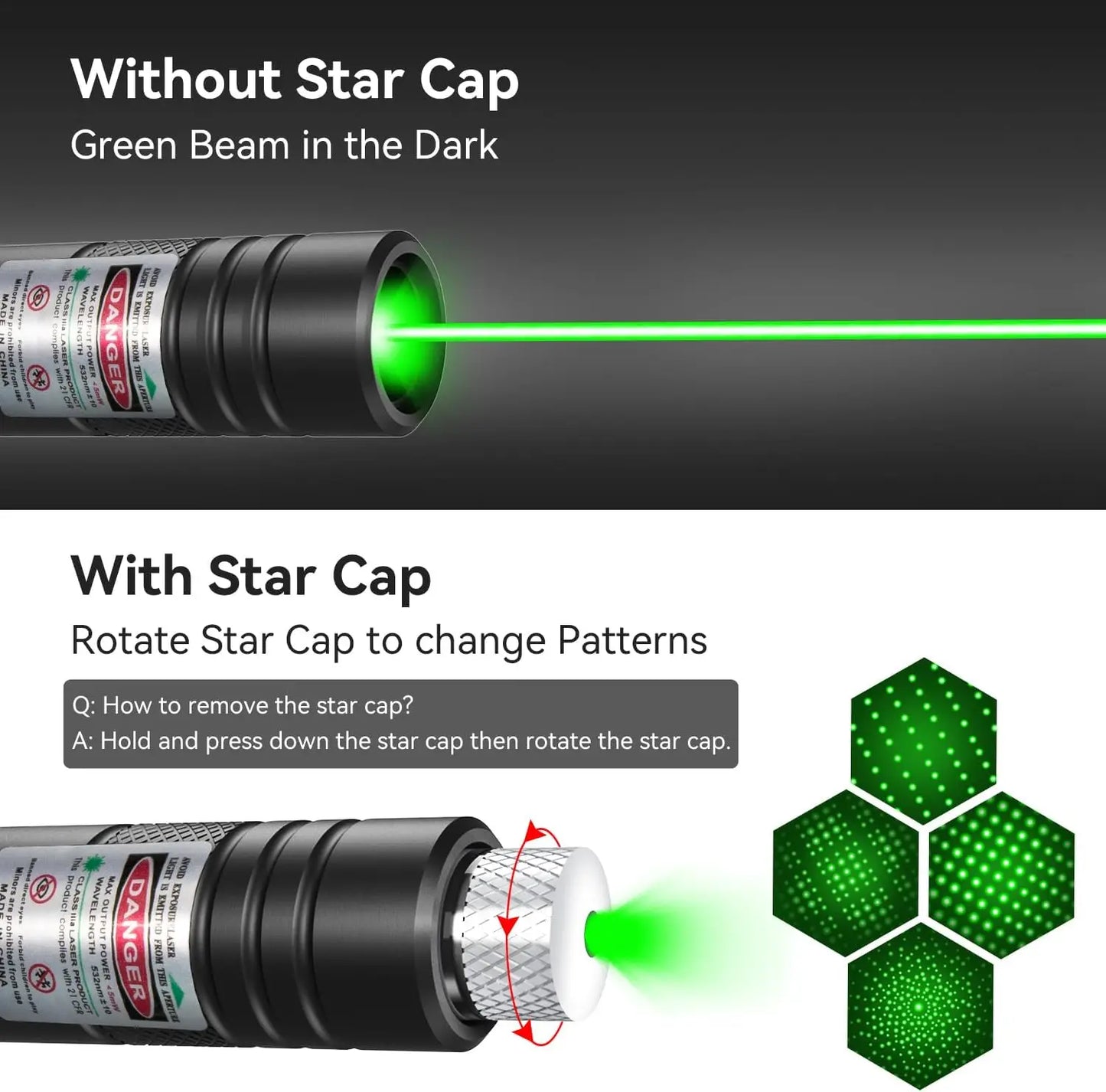 Rechargeable Laser Pointer with Green and Red Beams, Long Range for Presentations and Outdoor Use