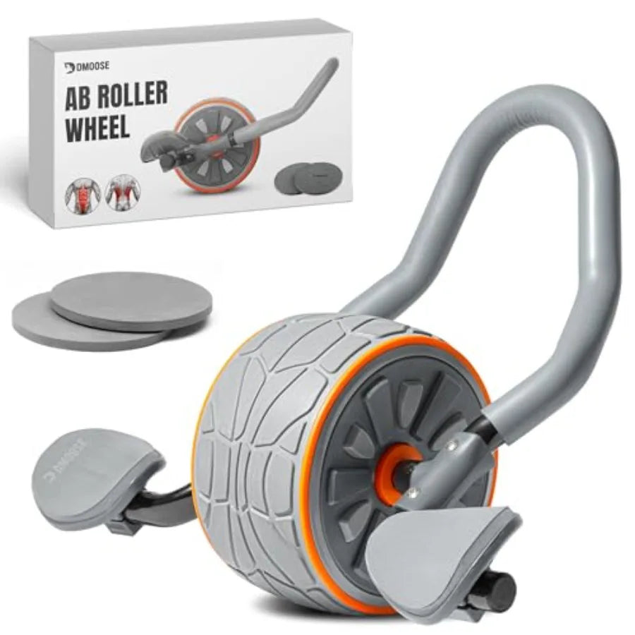 Fitness Ab Roller Wheel with Elbow Support 2 Knee Pads - Core Strength Training Tool for Home and Gym - Black ABS Plasti