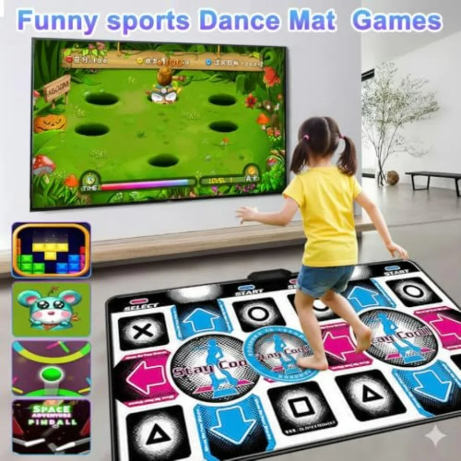 Dance Mat for with Interactive Dance Pad Games HD Plug Play TV Dance Game Console Family Fun Fitness Mat in Bright Colors Easy