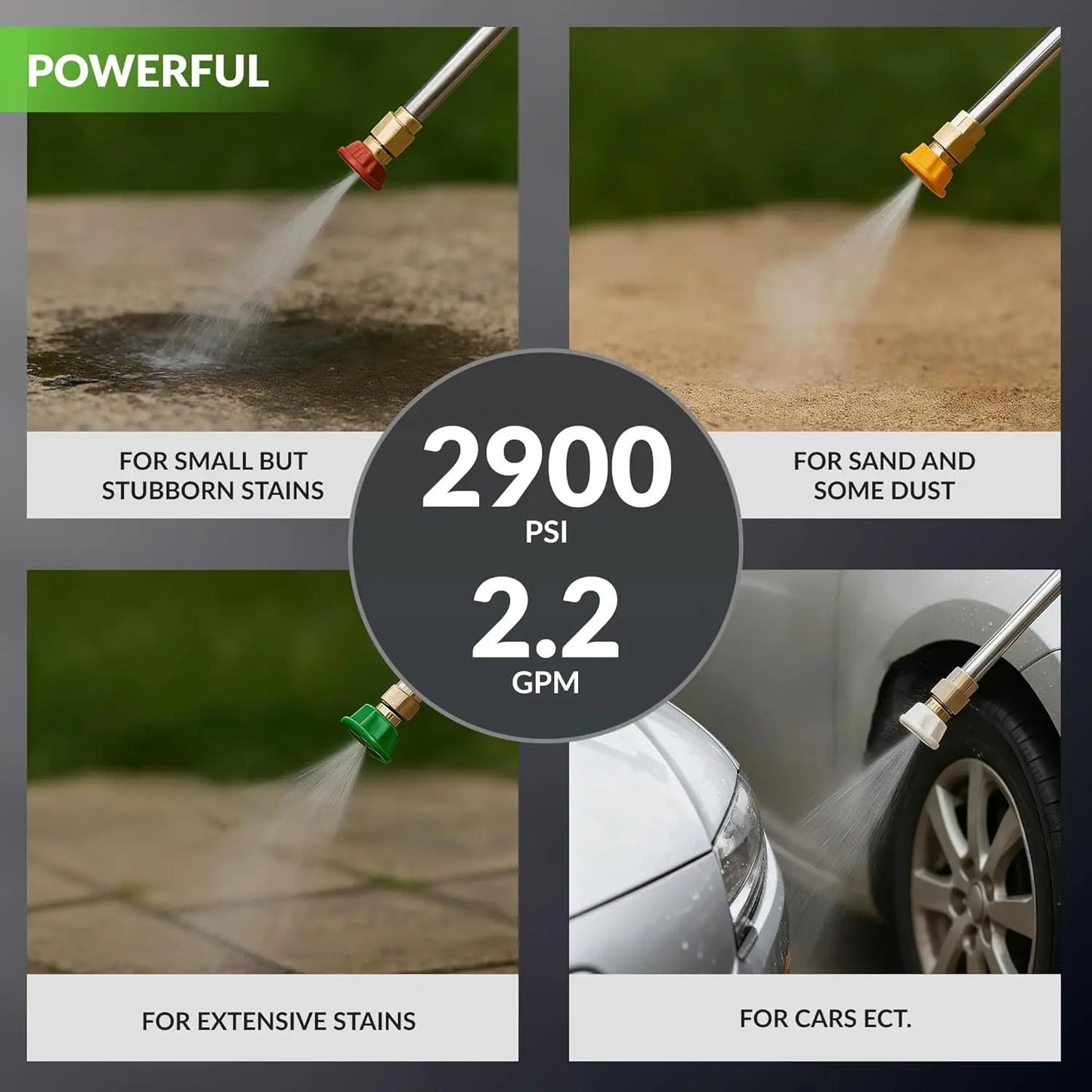 Wall Mount Retractable Pressure Washer Electric Auto Rewind 2900PSI 2.2GPM 100ft Hose Dark Silver Custom