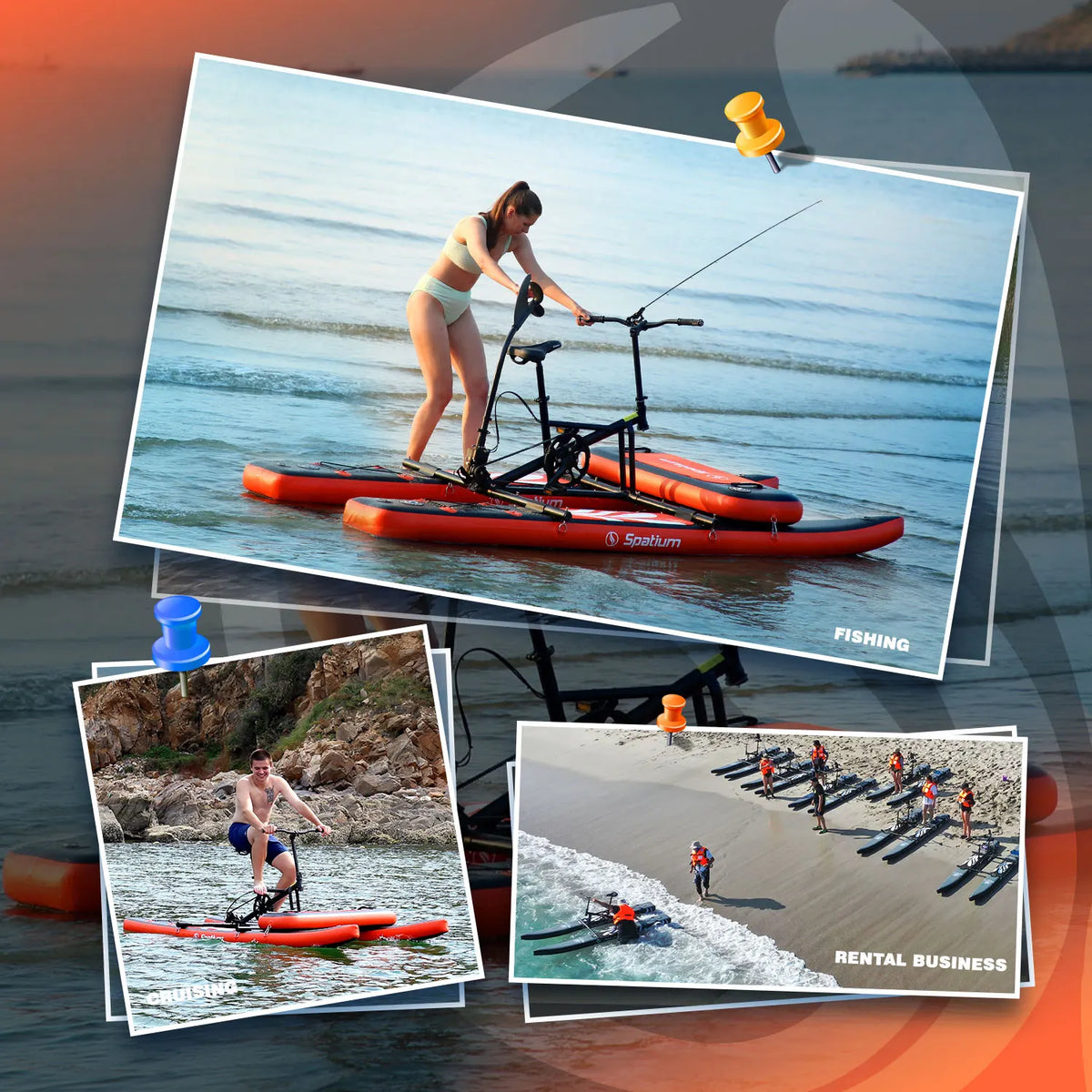 Spatium Water Bikes for Lake Inflatable Water Bike 3.0 Adult Inflatable Pontoon Water Bicycle  3-bladed Propeller Water Bike