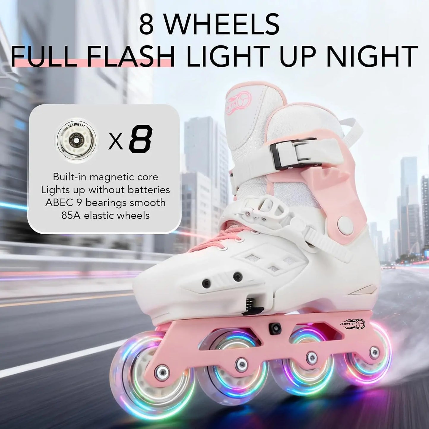 Adjustable Light-Up Inline Skates for Kids, Teens, and Adults - Beginner-Friendly with Safety Features