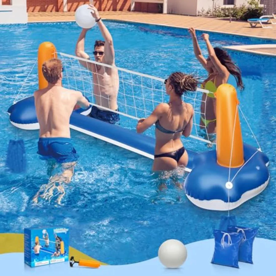 118" Pool Volleyball Net Pool Volleyball Set for Inground Upground Includes Upgraded Water Volleyball Ball Pump Pool Games Toys