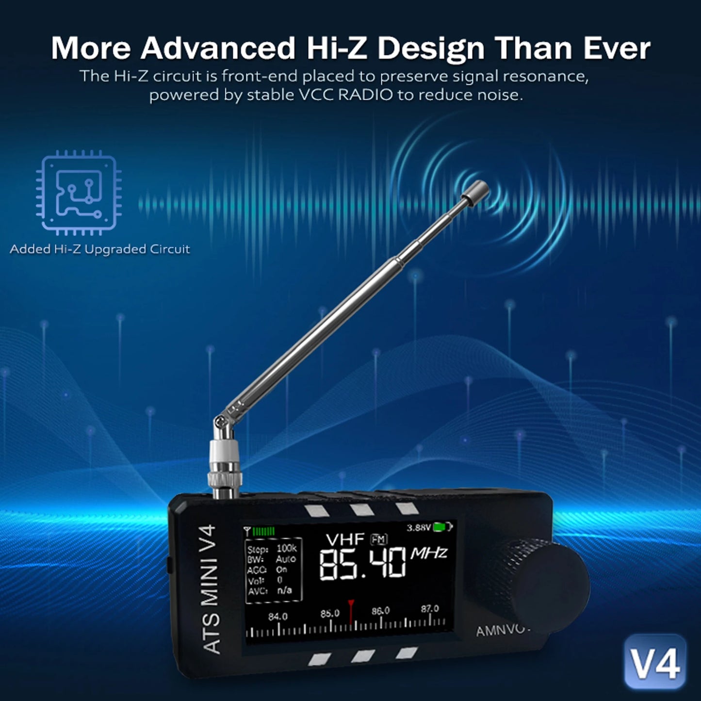 AMNVOLT V4 ATS MINI Radio with Headphone Amplifier Full-Band DSP Radio Portable AM FM Radio Receiver for Walking Hiking Camping