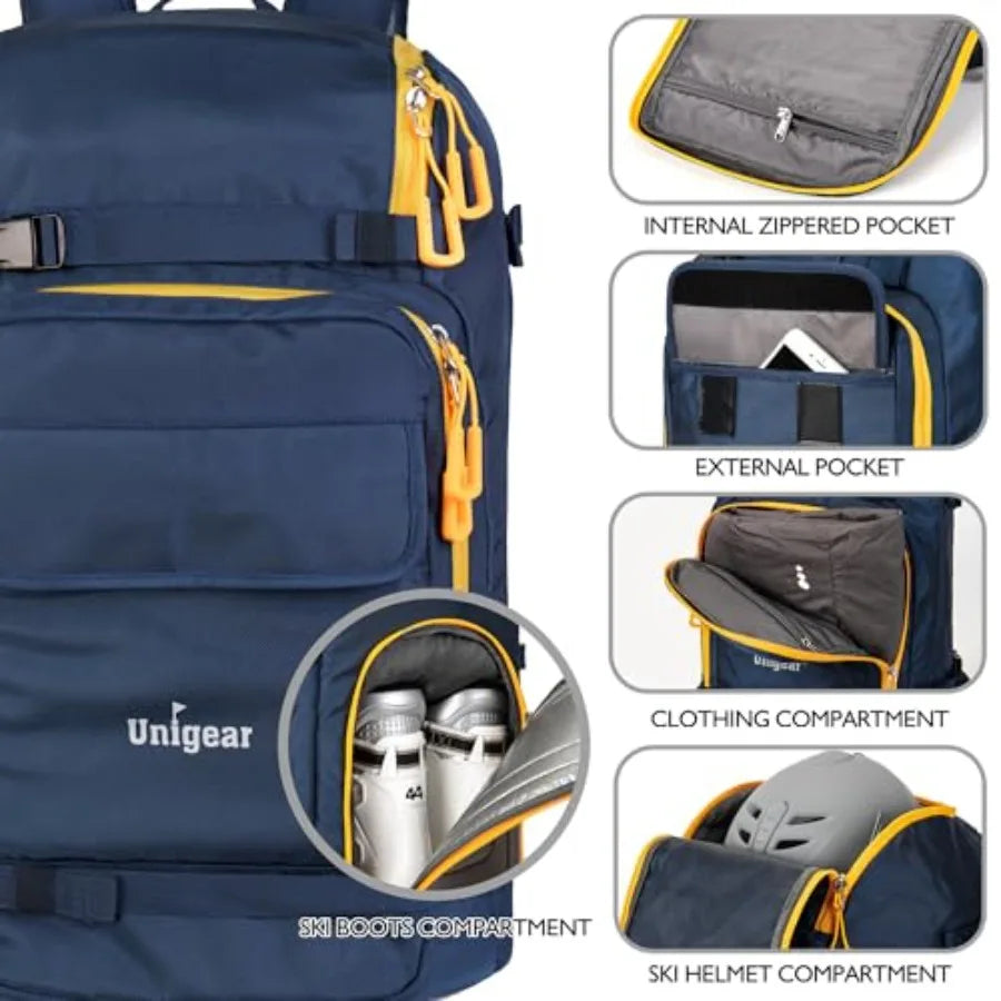 Ski Boot Bag Backpack for Helmet/ Goggles Gloves Skis Snowboard and Accessories