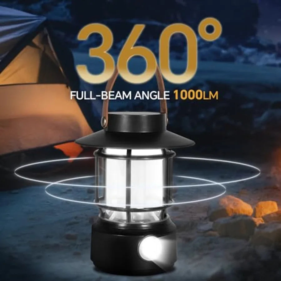 Led Camping Lantern 2 Pack 1000LM Solar Lantern Rechargeable Camping Lights with Side Flashlights for Emergencies IPX5 Waterpro