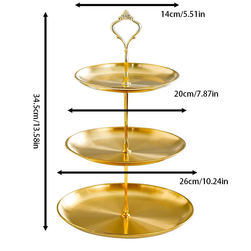 Gold 3-Tier Cake Stand 27x27cm, Party Dessert Display Tower for Holiday Gathering, Elegant Serving Stand