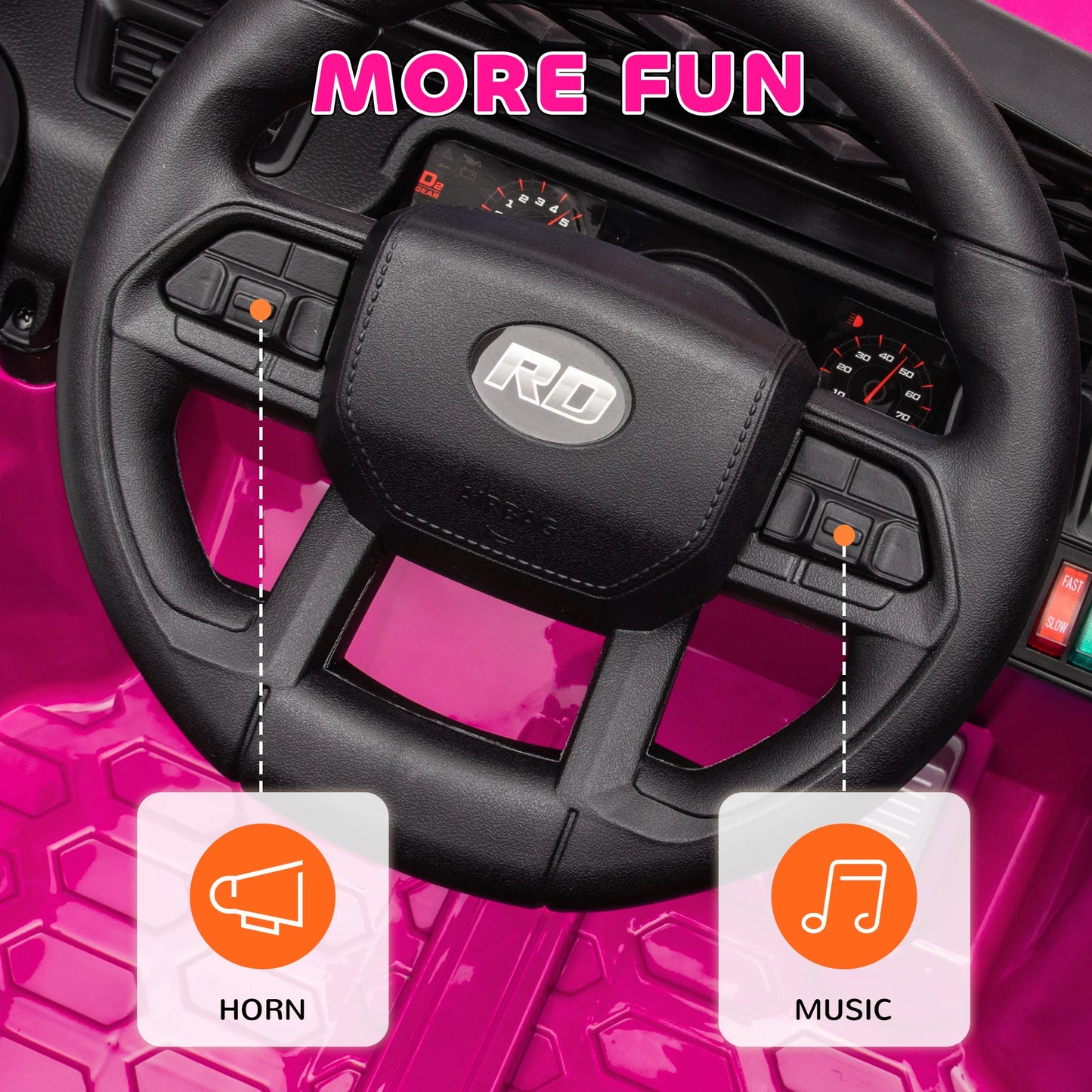 12V Ride on Truck W/ Spring Suspension, Remote, Pink