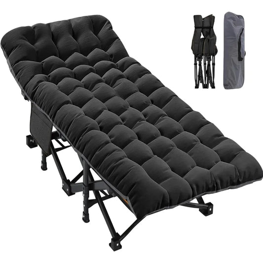 XXL Camping Cot for Adults 900LBS - 78×32 Oversized Folding Bed with Mattress Pad Heavy Duty 1200D Oxford Outdoor Cot with Carr