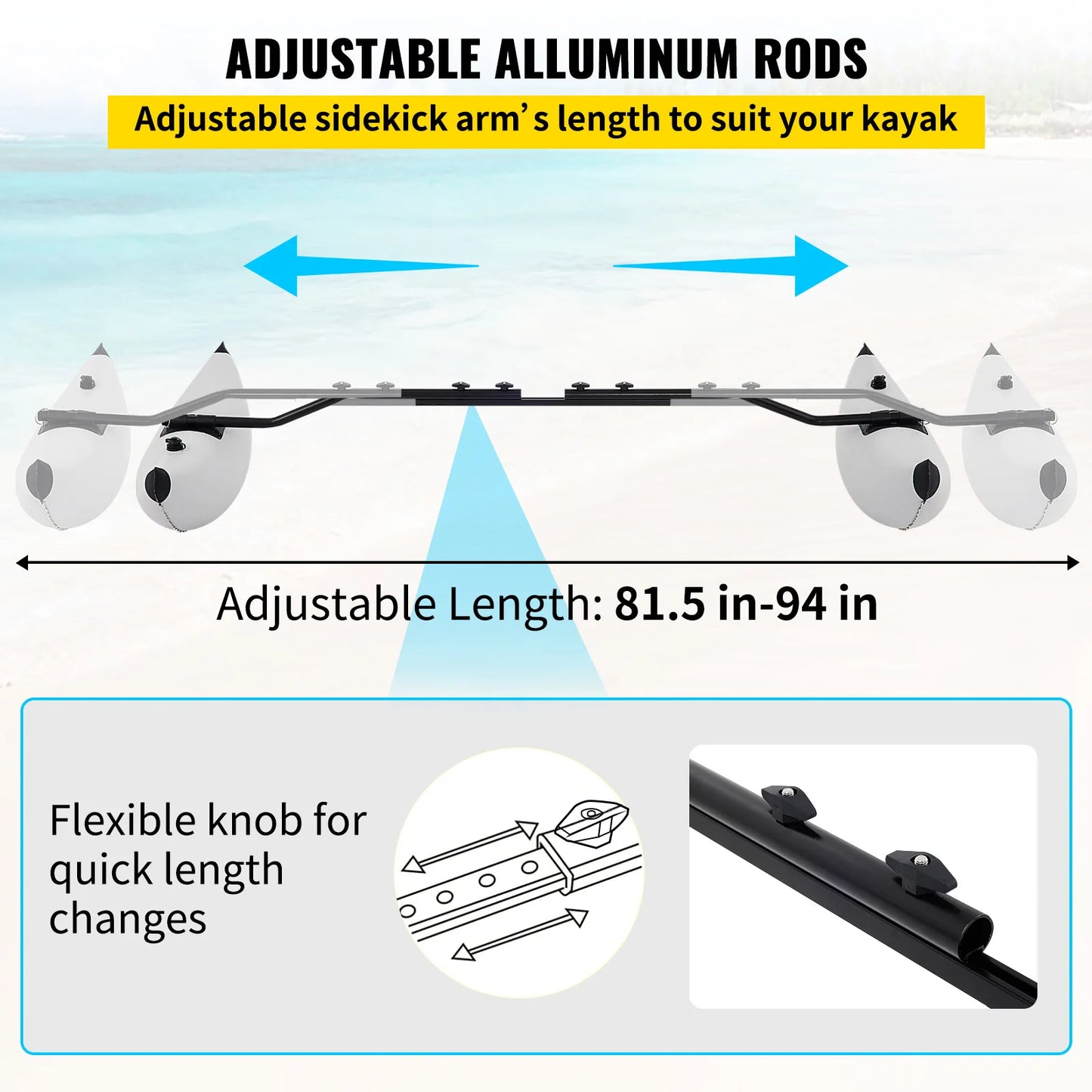 SucceBuy 2Pcs Kayak Outrigger Stabilizer Inflatable Outrigger Float Standing Float Stabilizer System Kit for Canoes Fishing Boat
