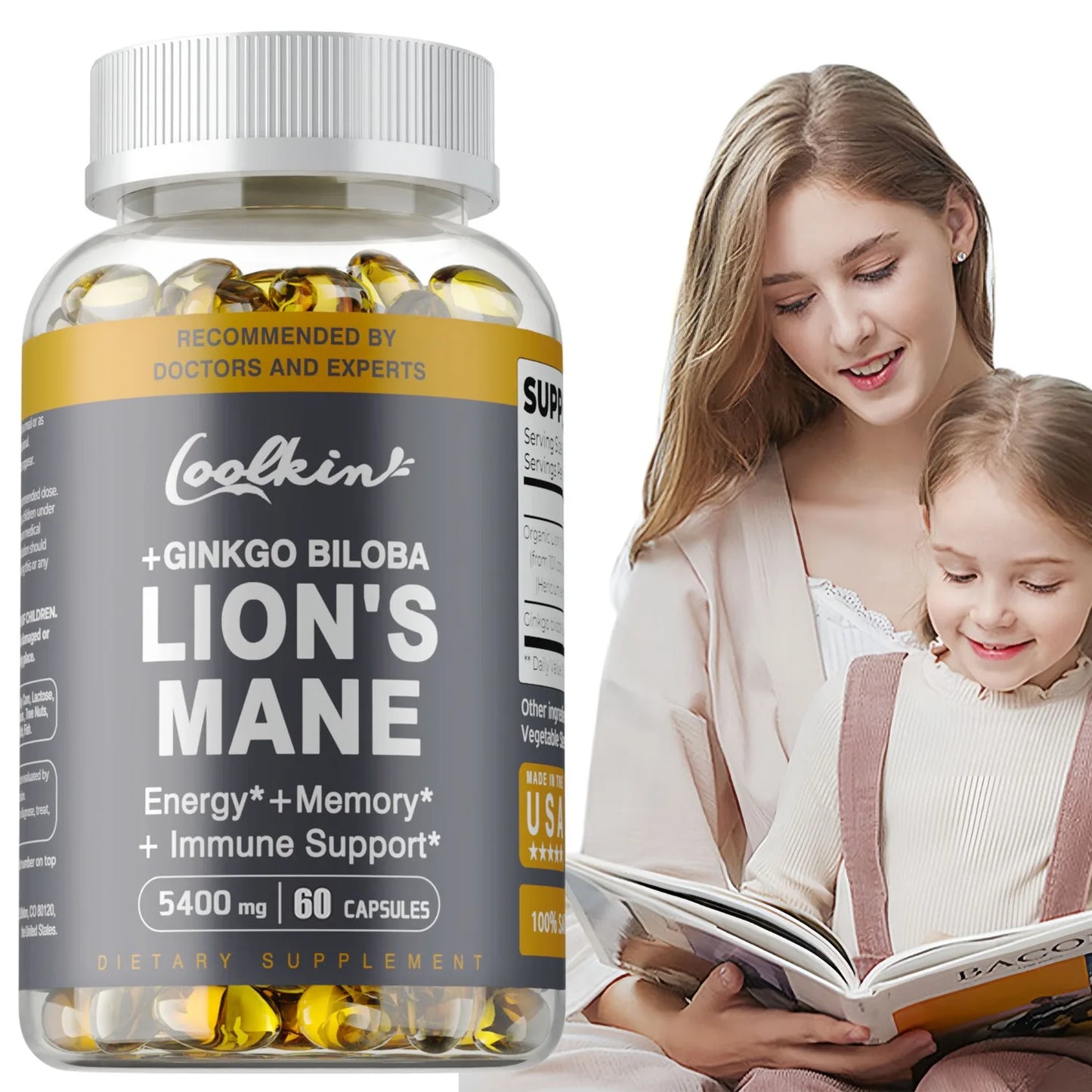 Lion's Mane Mushroom - Enhance Brain Function, Improve Memory & Cognition, Improve Mood, and Sleep Health - 60 Capsules