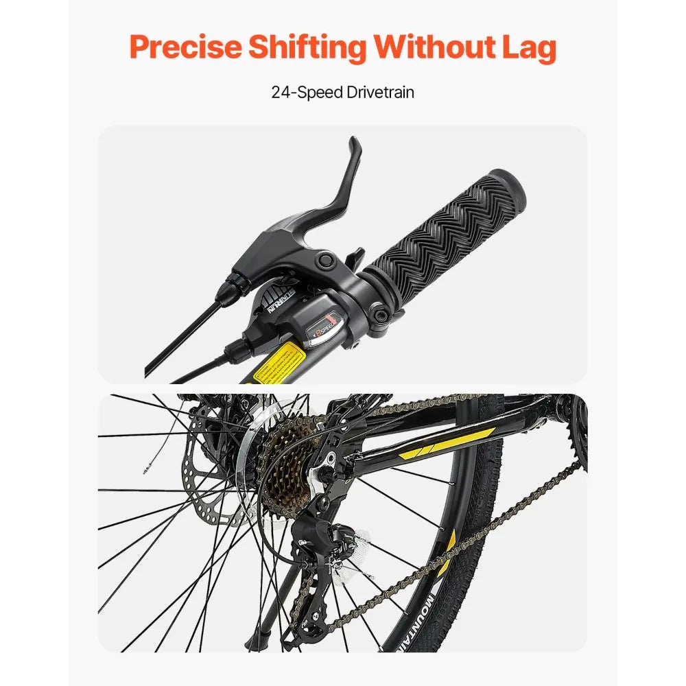 Mountain Bike for Men/Women, 20"/26"/29" Sizes, 7/21/24 Speed Twist Shifting, Front or Dual Suspension, Dual Disc, Customized