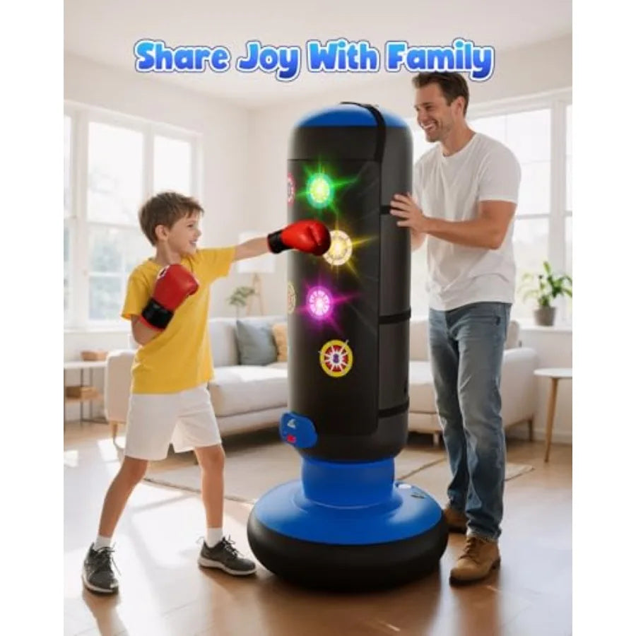 Punching Bag for,Boxing Set with Scoring, Light, Music, 4 Game Modes, Inflatable Boxing Bag with Gloves, Birthday Gifts Toys fo