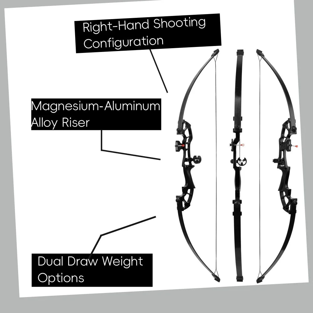 Archery Straight Pull Bow Set 40/50Lbs Takedown Recurve Bow Right Hand for Outdoor Shooting Hunting Target Practice Sports Accessories