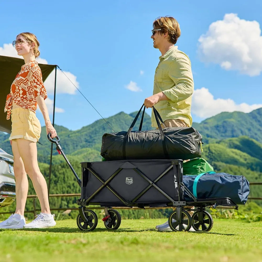 49-inch Extra-long Folding Stroller with Tailgate and Brake, 250-liter Capacity All-terrain Stroller