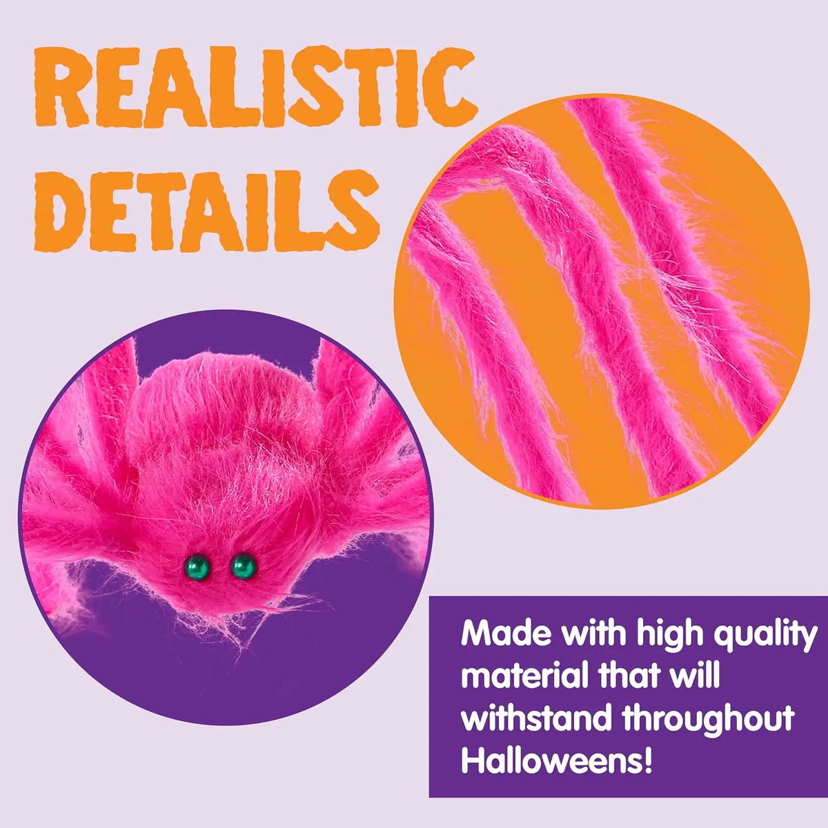 2 Pack 5 Ft Hairy Pink Spider Halloween Outdoor Decorations Scary Giant Spider Fake Large Haunted House Props Halloween Yard Lawn Decorations Party Indoor Decor