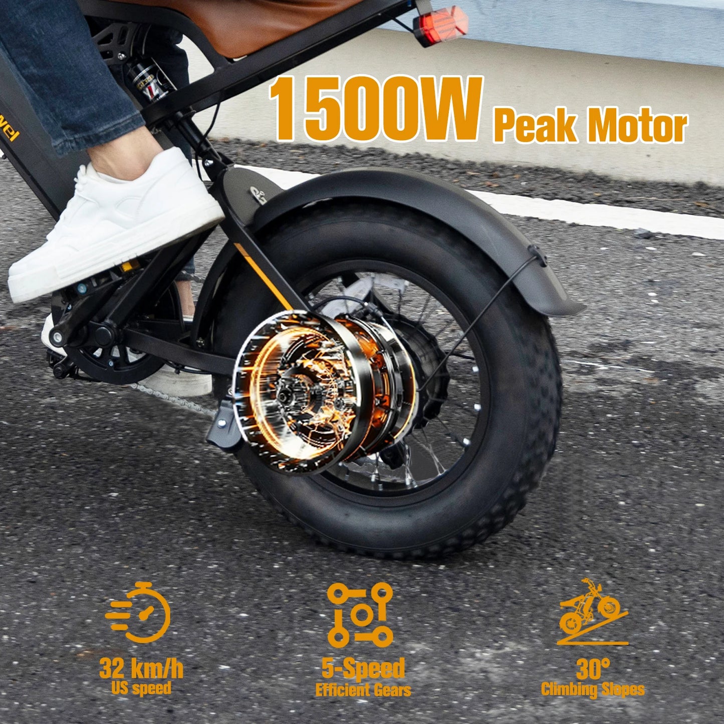 1500W Peak Electric Bike for Adults 48V 15.6AH off road E-Bike 31 MPH Electric Bicycle 16x4" Fat Tire Mountain Bike Bodywel M16
