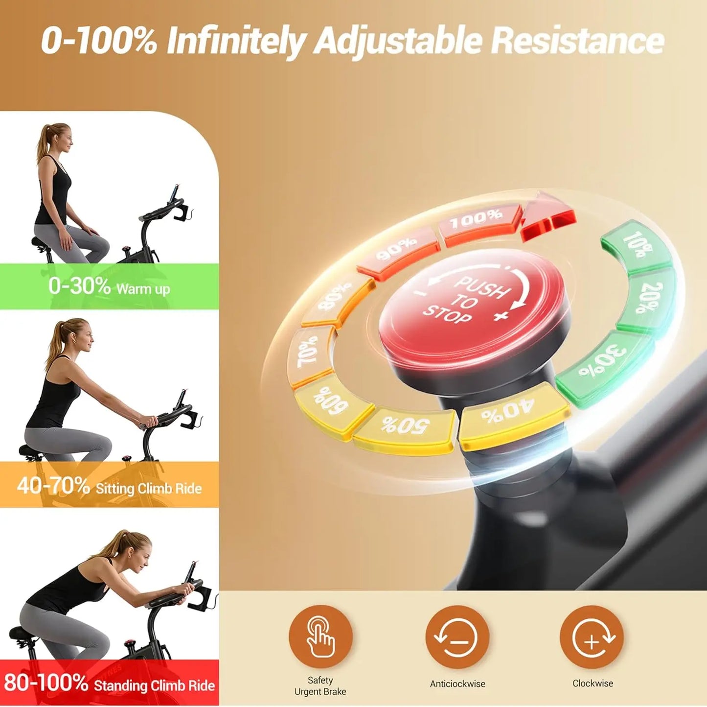 Silent Stationary Exercise Bike with App, 300 lb Capacity, Adjustable Seat & Handlebar for Home Workouts