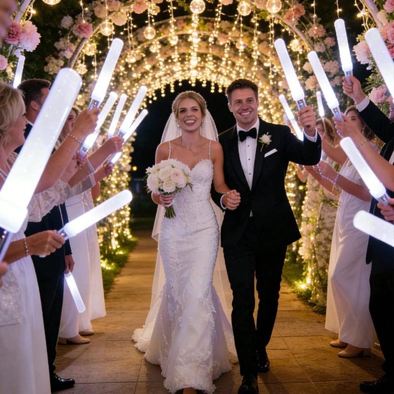 20Pcs Set White Round Stick Led White Fiber Optic Lightstick - Party Supplies for Singles, Wedding Glow Party Favors, Suitable